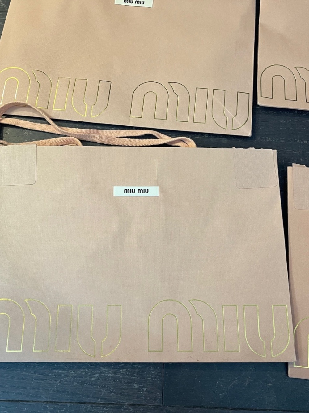 Lot of 4 Miu Miu pink empty shopping bags with ribbon cards and tag - Picture 6 of 11